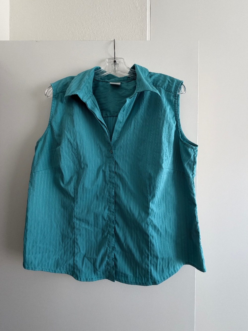 Weekenders Teal Sleeveless Button-Front Blouse Size XL Petite Textured Stretch T